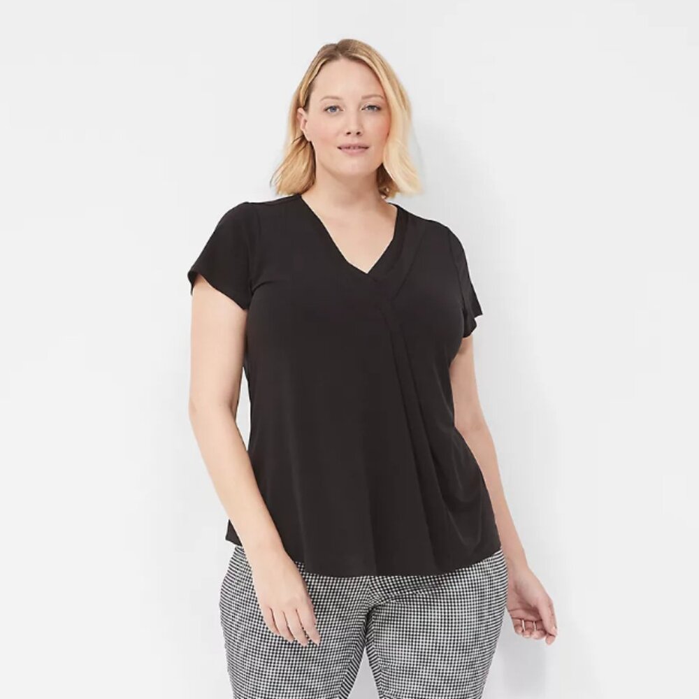 Lane Bryant -   Cap-Sleeve Pleat-Front Top